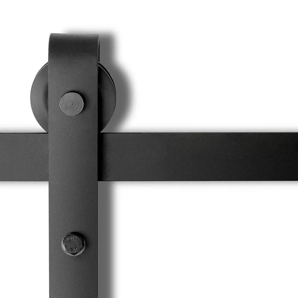 Matte Black Sliding Barn Door Track Set 2m, 120kg Capacity Cefito