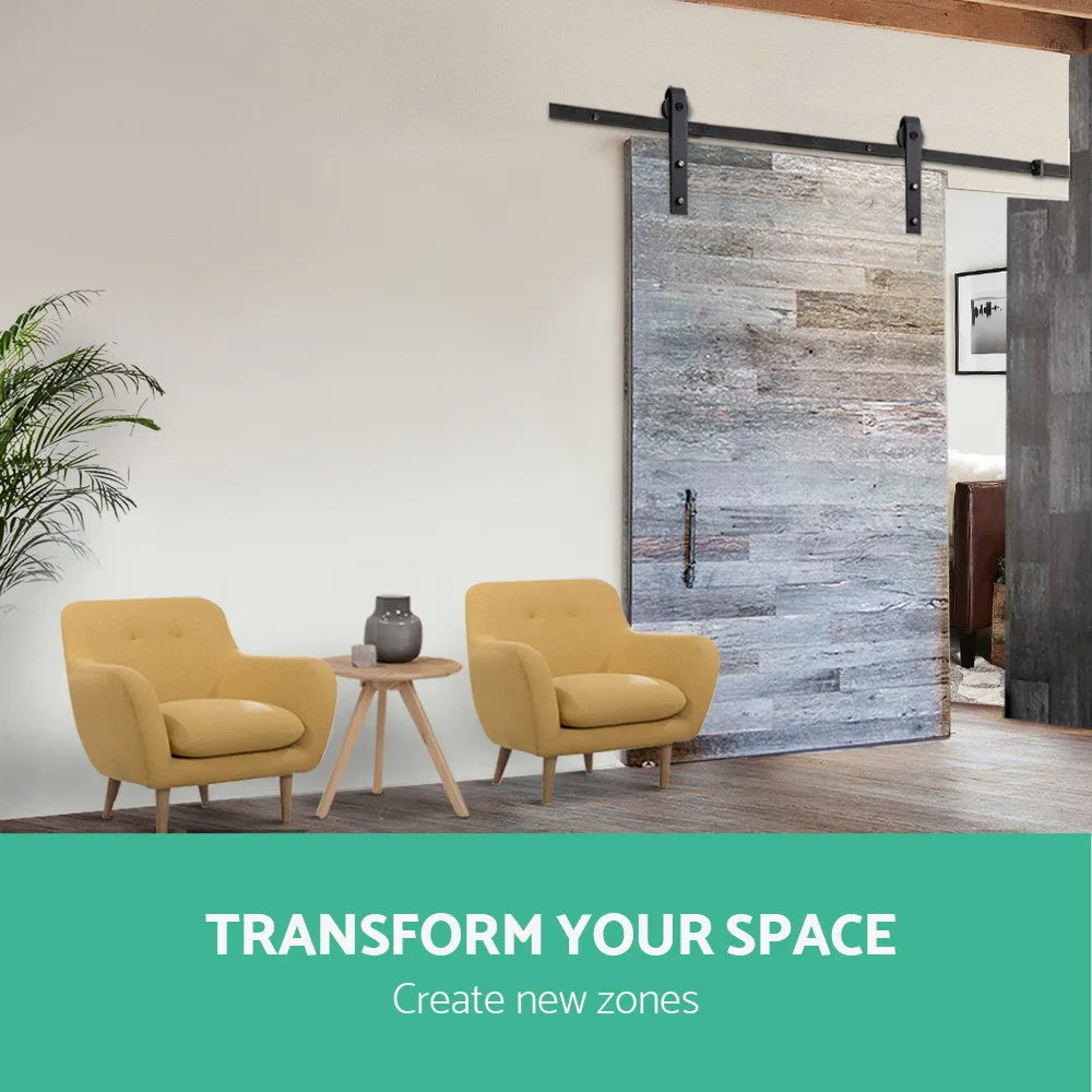 Matte Black Sliding Barn Door Track Set 2m, 120kg Capacity Cefito