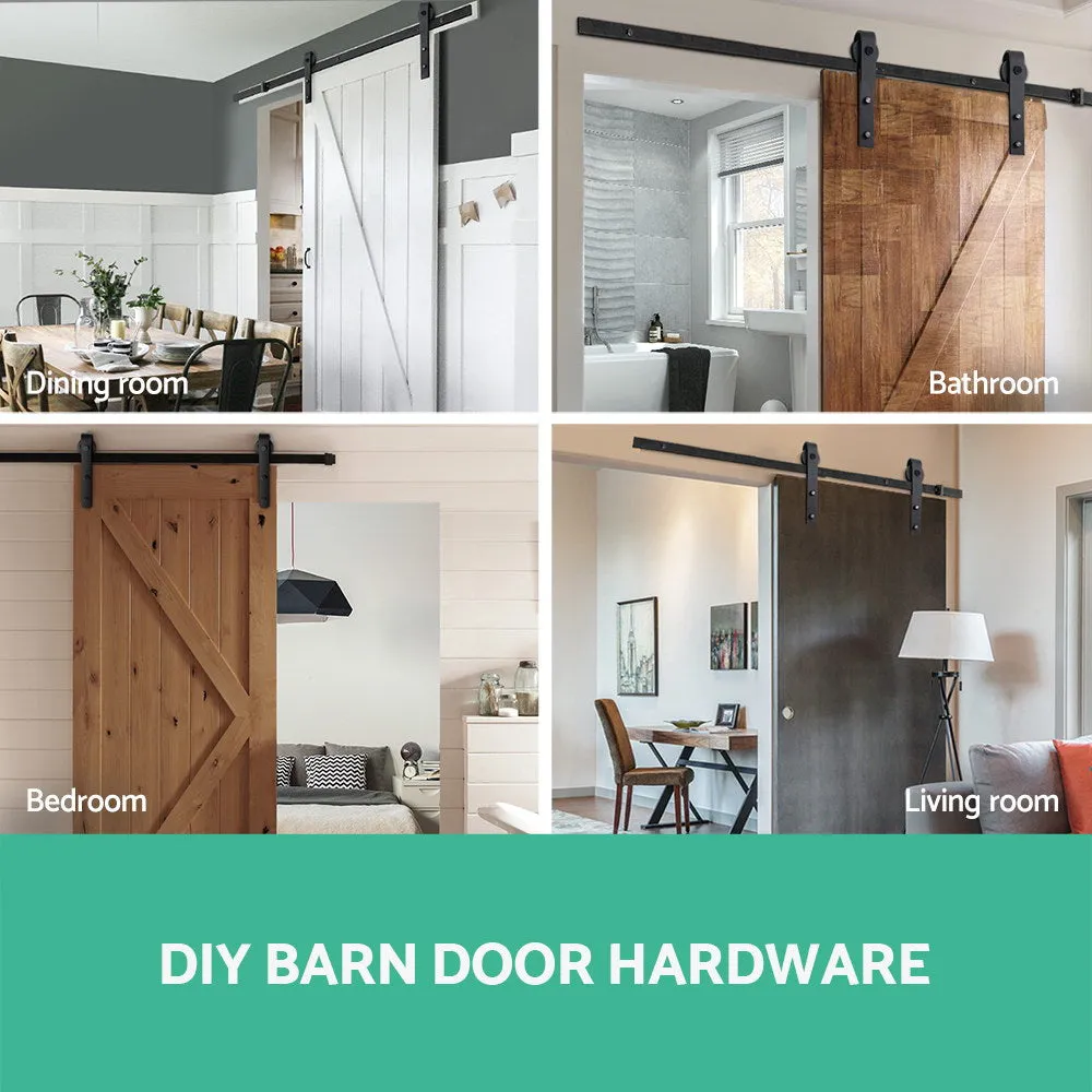 Matte Black Sliding Barn Door Track Set 2m, 120kg Capacity Cefito