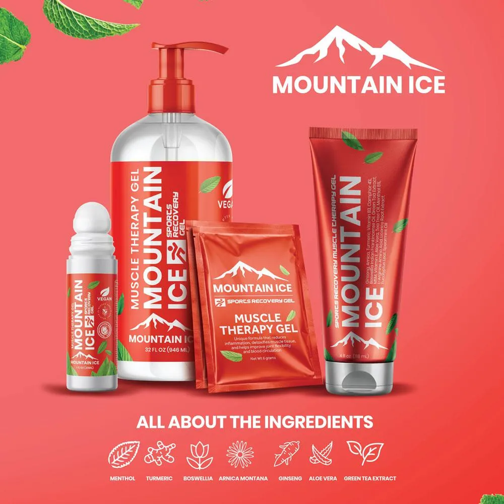Mountain Ice Sports Recovery Muscle Pain Relief Gel 4oz (3-PACK)
