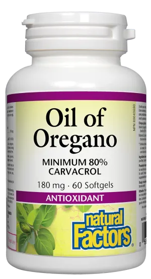 Natural Factors Oil Of Oregano 180mg 60 Softgels