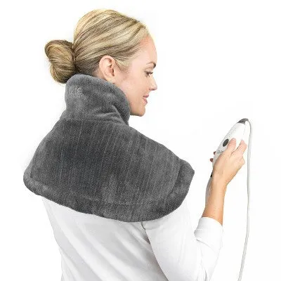 Open Box - Pure Enrichment PureRelief  with 4 Heat Settings and Magnetic Closure Neck and Shoulder Heating Pad  - 14" x 22" - Charcoal Gray