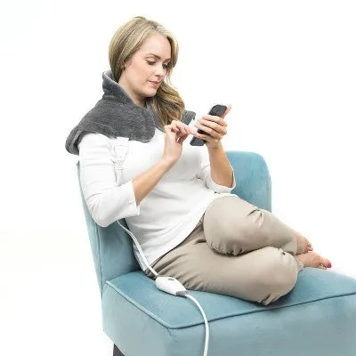 Open Box - Pure Enrichment PureRelief  with 4 Heat Settings and Magnetic Closure Neck and Shoulder Heating Pad  - 14" x 22" - Charcoal Gray