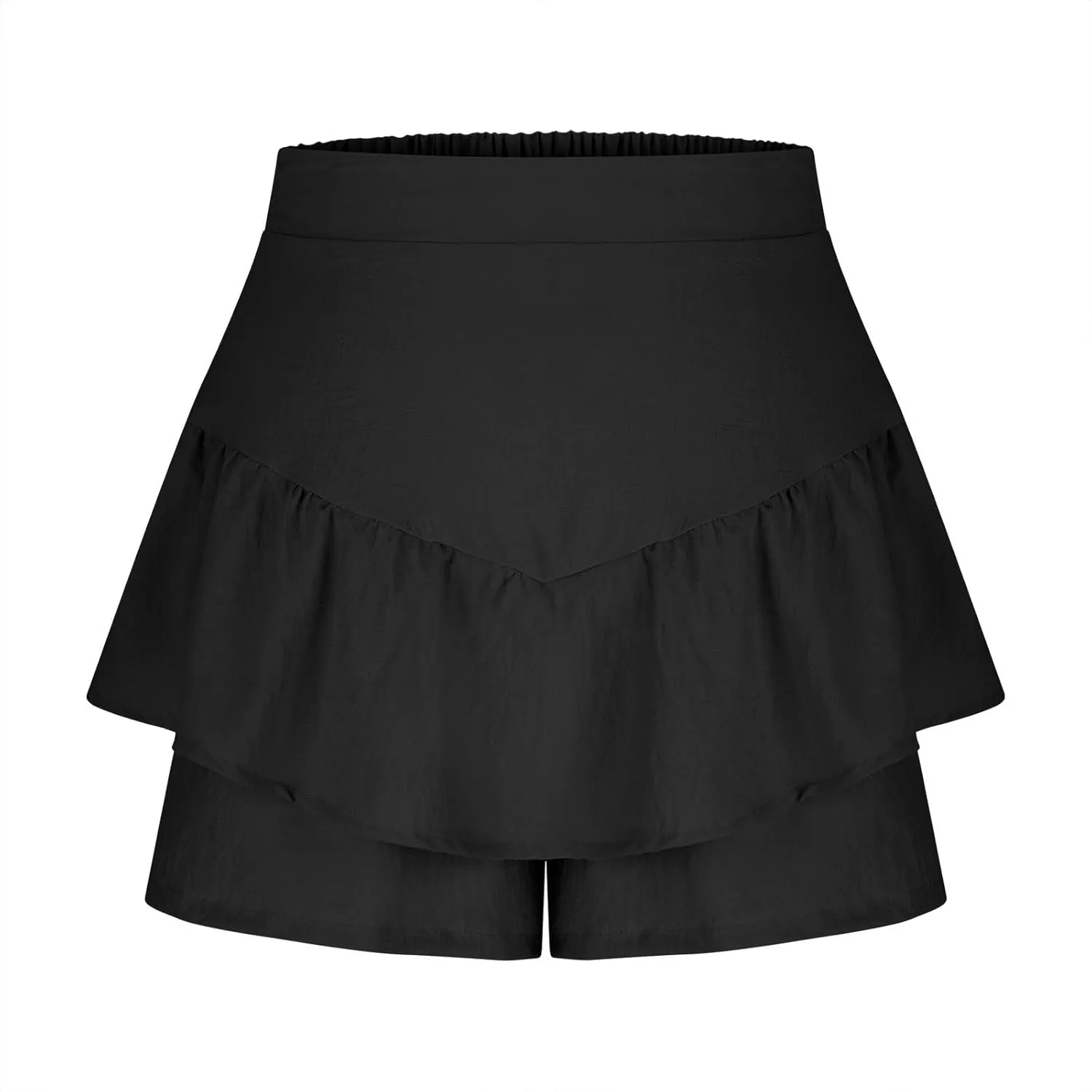 Oplxuo Ruffle Shorts for Women Casual Boho Flowy Tiered Skorts High Waist Mini Skirts Golf Tennis Summer Shorts