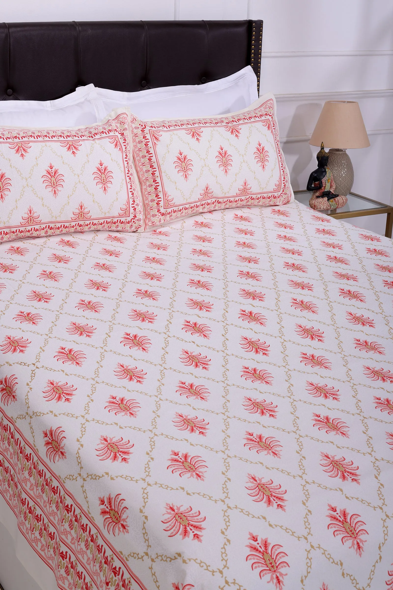 Pineapple Jaal Pink Cotton Bedsheet