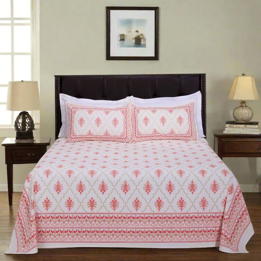 Pineapple Jaal Pink Cotton Bedsheet