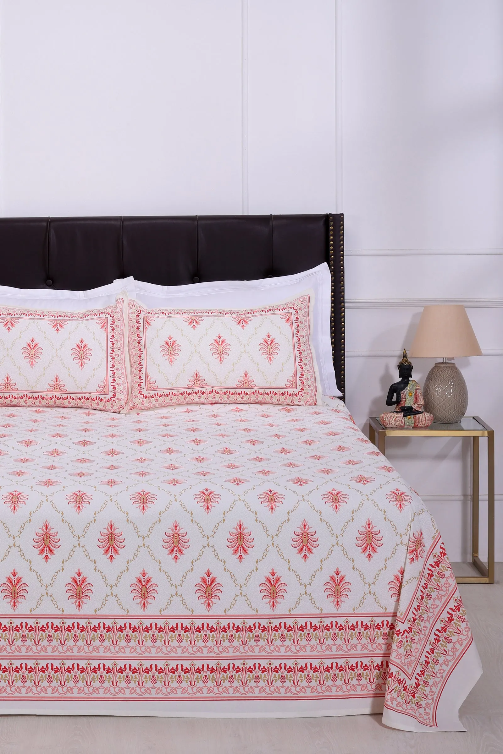 Pineapple Jaal Pink Cotton Bedsheet