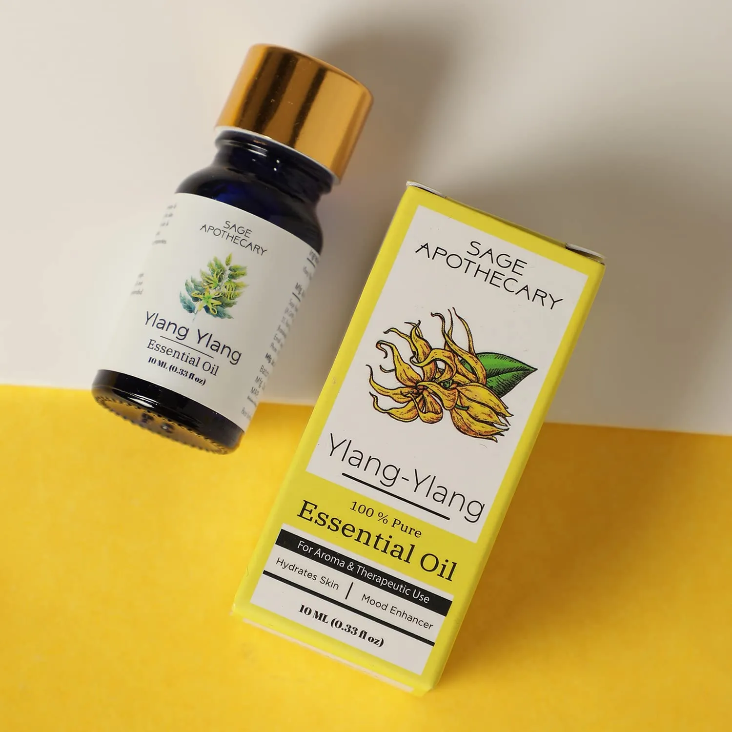 Sage Apothecary Pure & Natural Ylang-Ylang Essential Oil- 10 ML, Undiluted for For Skin Care,helps Hair Growth, Immunity, Face, Body, Sleep, Dry Skin, Massage, Oily Skin, Diffuser & Aromatherapy