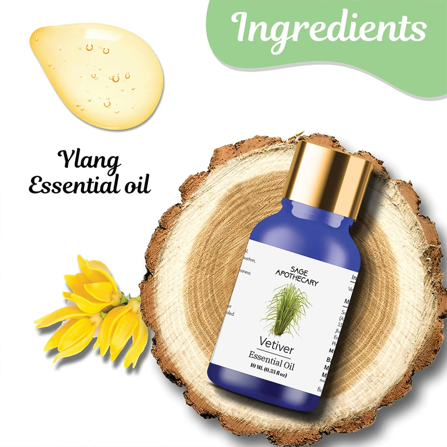 Sage Apothecary Pure & Natural Ylang-Ylang Essential Oil- 10 ML, Undiluted for For Skin Care,helps Hair Growth, Immunity, Face, Body, Sleep, Dry Skin, Massage, Oily Skin, Diffuser & Aromatherapy