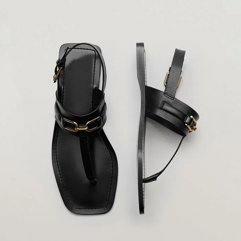 Summer New Products MD Womens Shoes Casual One-word Buckle Flat Flip-flop Sandals
