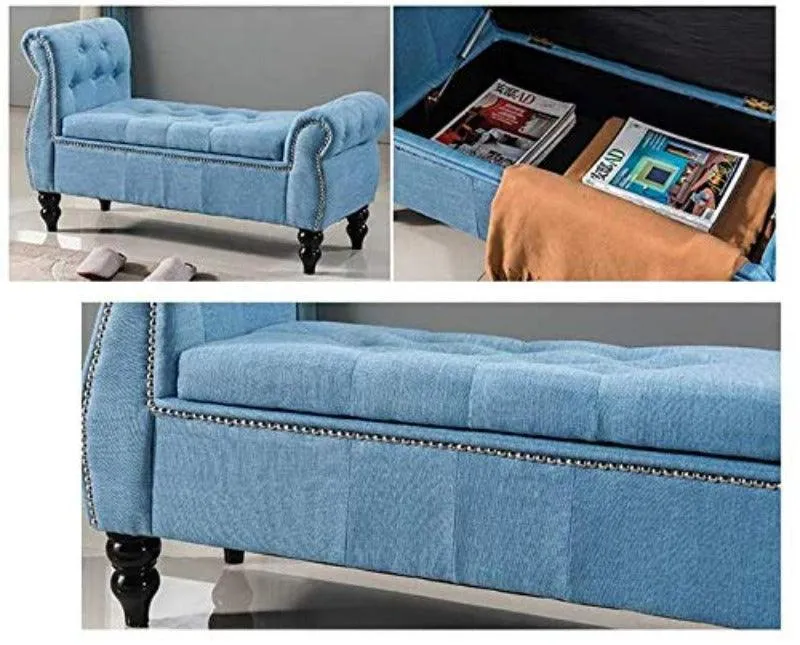 Upholstered Tufted Storage Bench Sofa Footstool Bed End Table for Living Room Bedroom