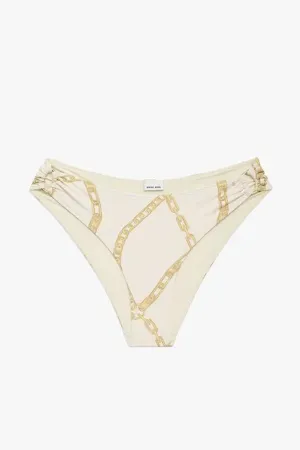Viv Bikini Bottom Cream And Tan Link Print
