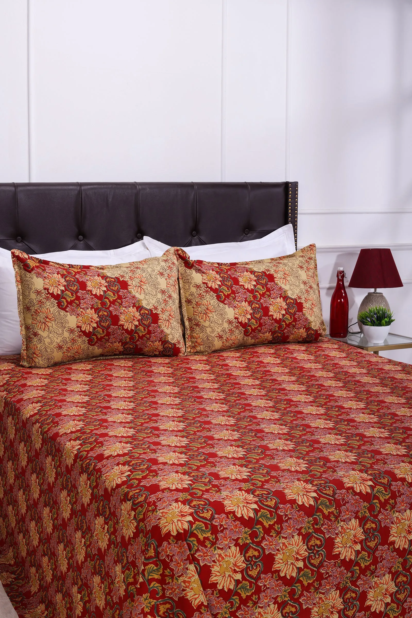 Zara Sunflower Red Cotton  Bedsheet